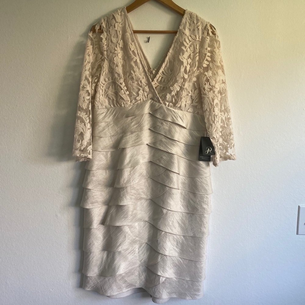 Cream lace and satin dress NWT.